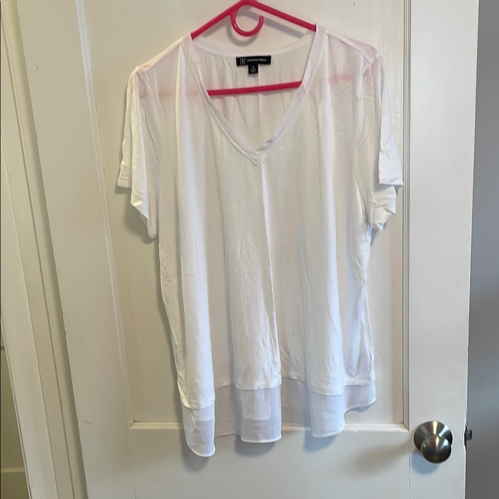INC international concepts White V-Neck Women's Tee